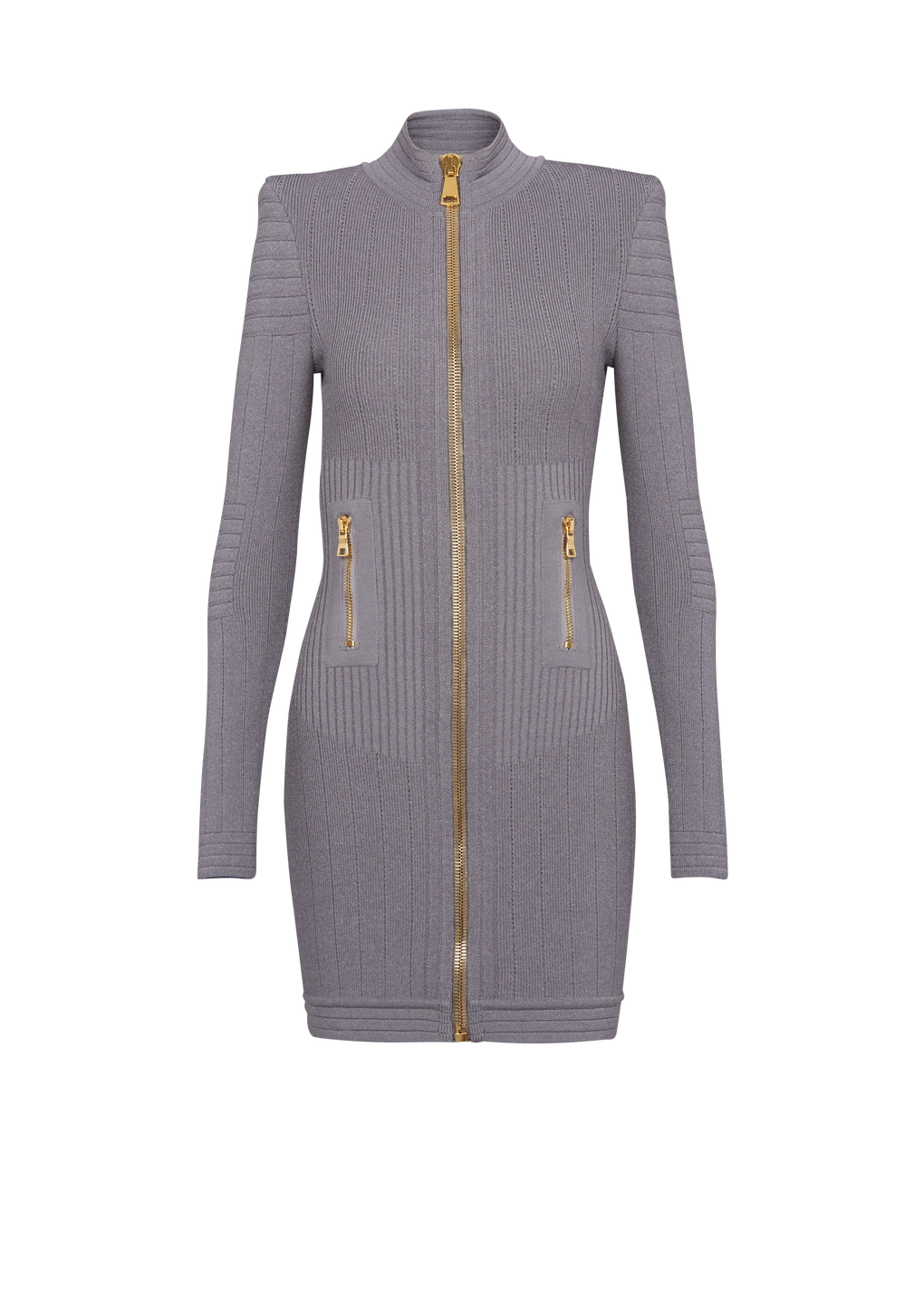 Short knit dress, grey, hi-res
