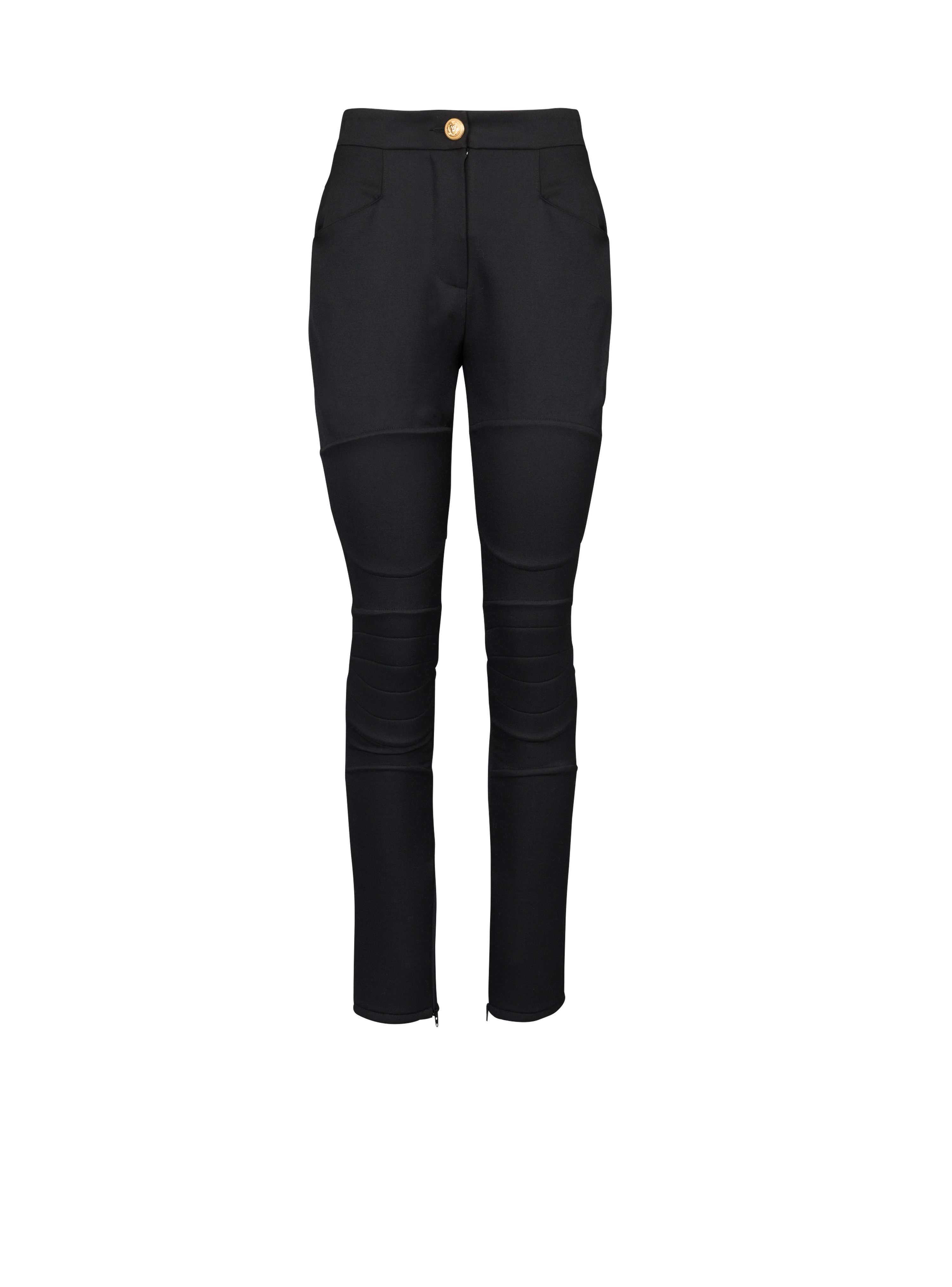 Wool skinny-fit trousers, black