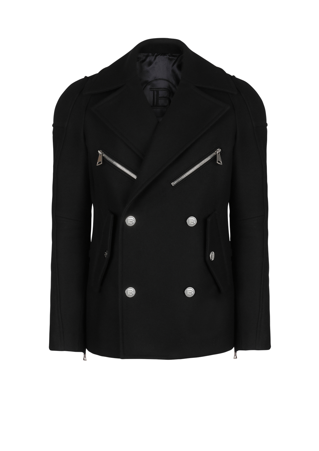 Short wool coat, black, hi-res