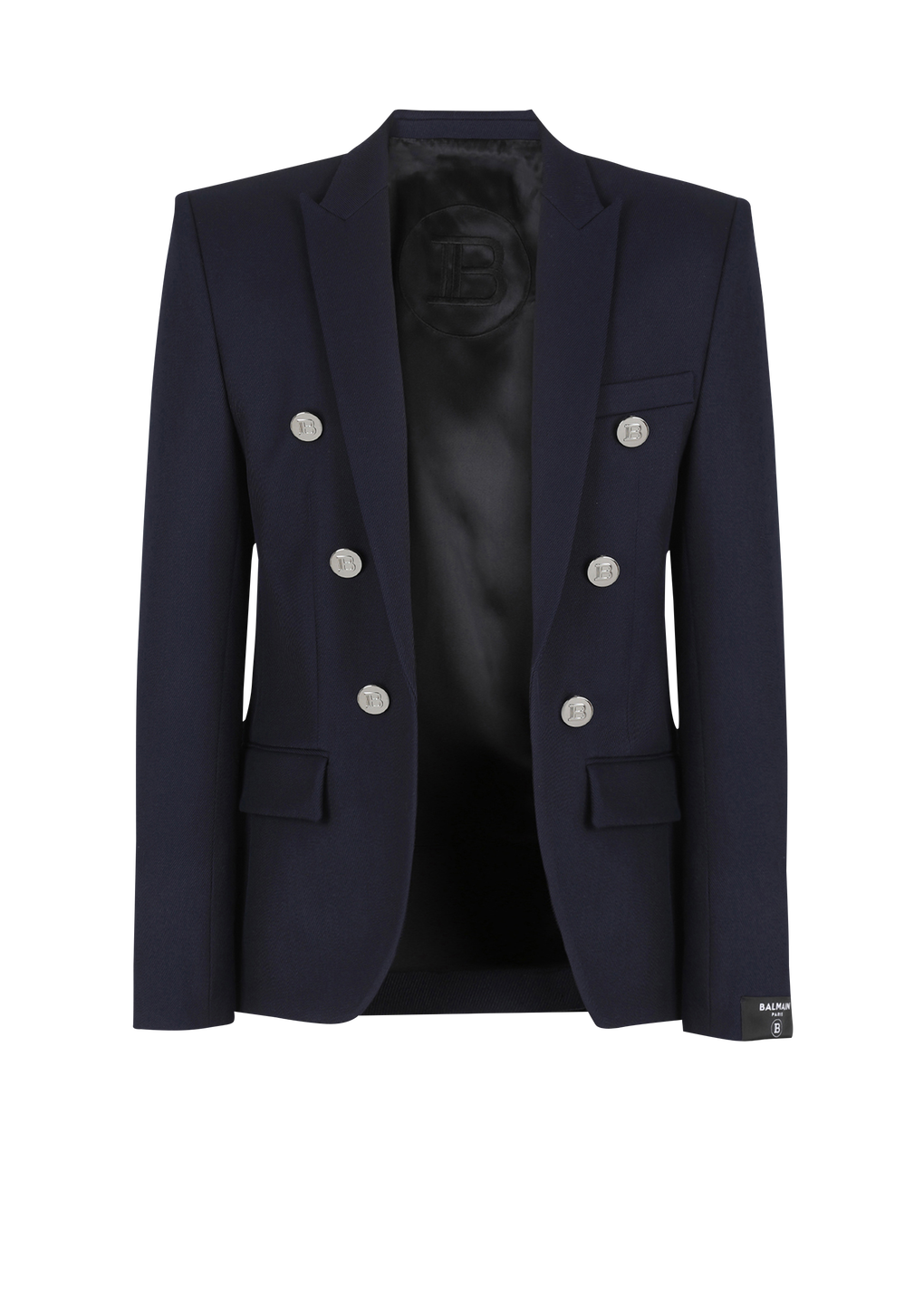 blazer with double-breasted silver-tone buttoned fastening, navy, hi-res