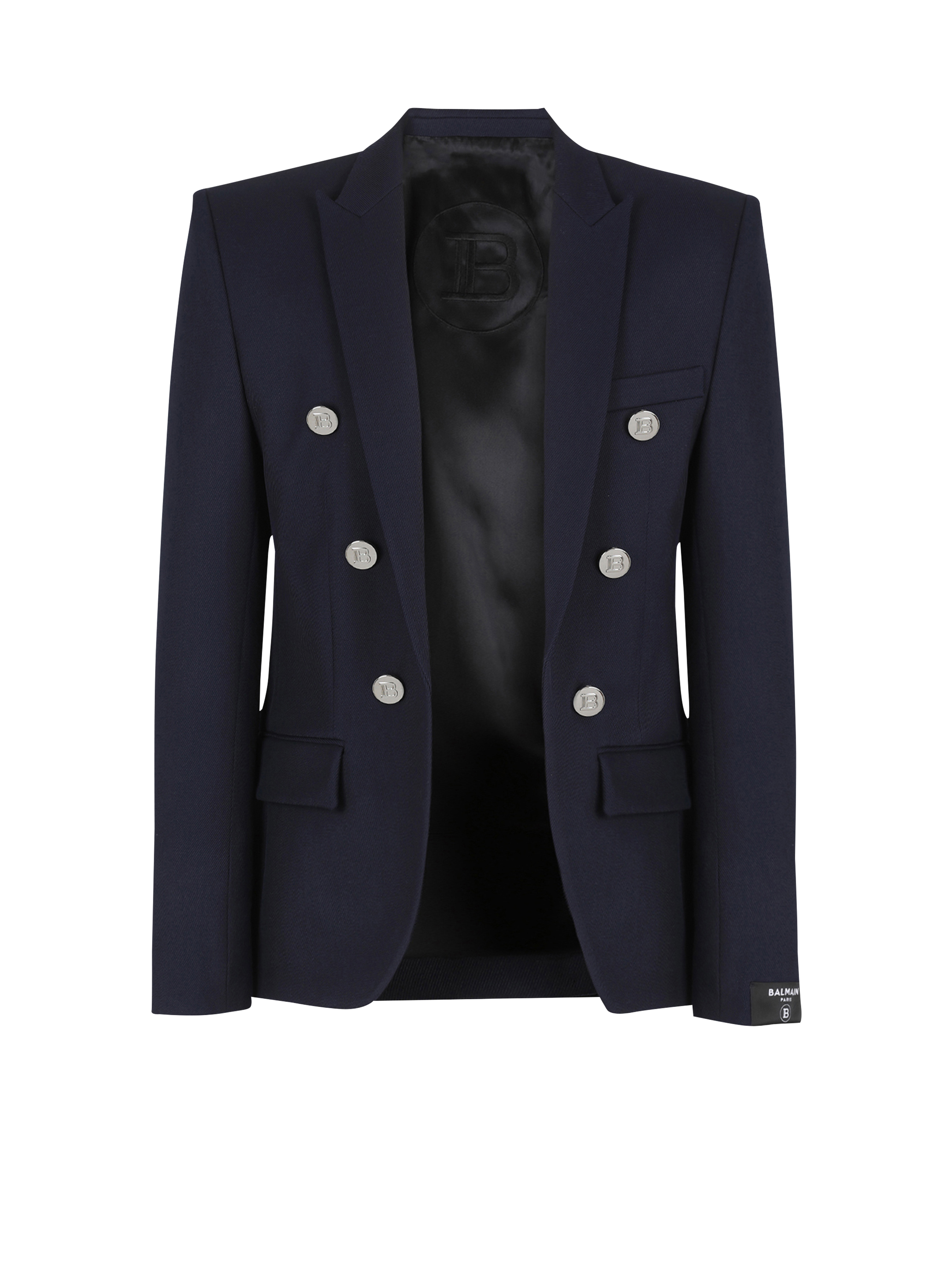 blazer with double-breasted silver-tone buttoned fastening, navy