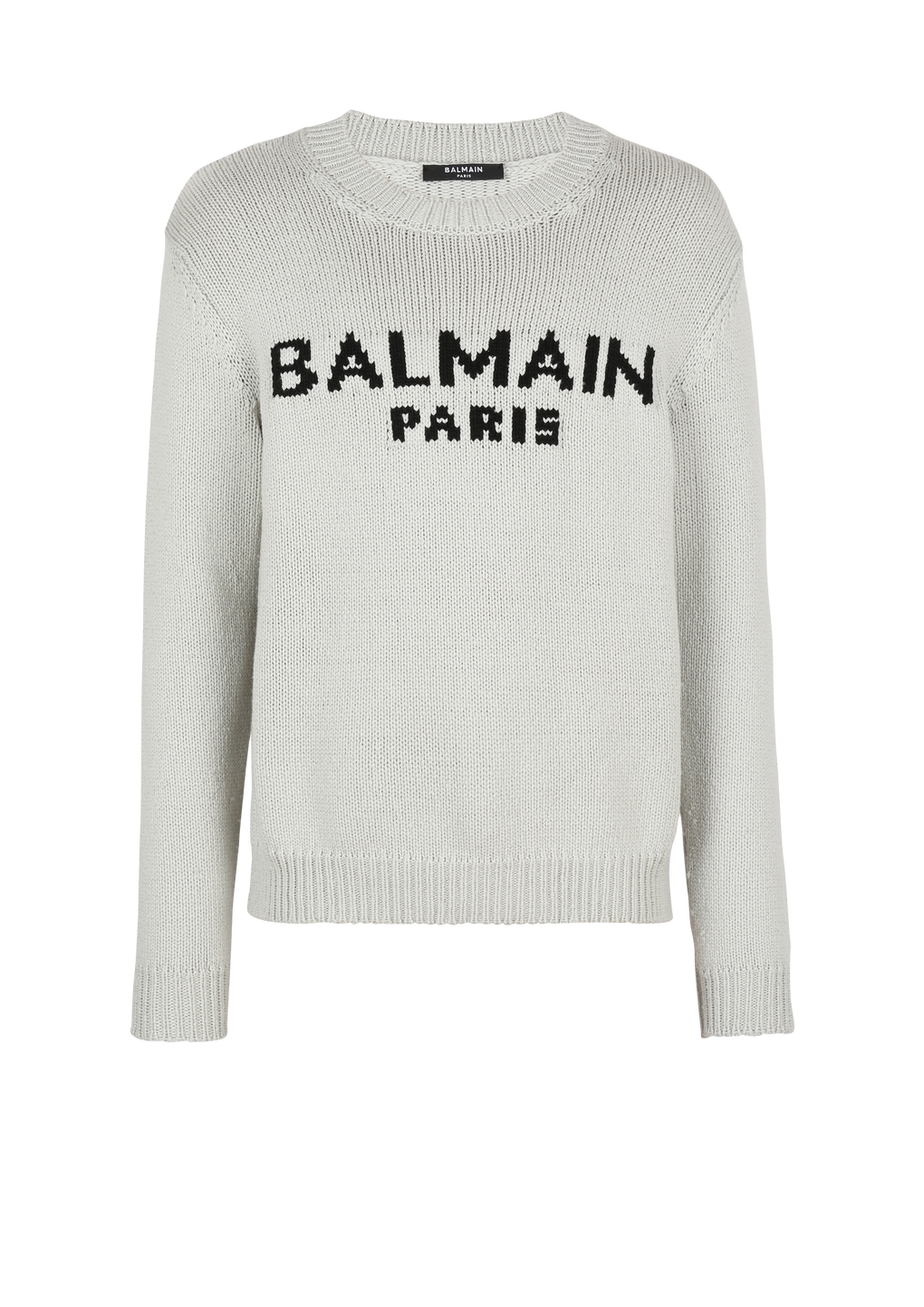 Wool jumper with Balmain Paris logo, grey, hi-res