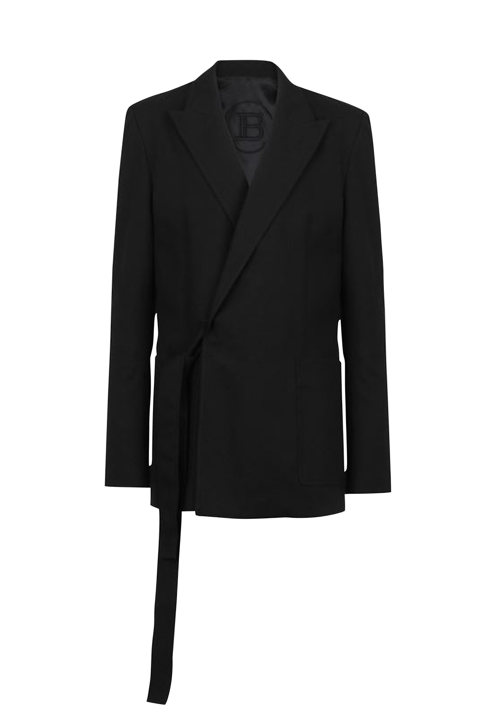 Asymmetrical cotton blazer, black, hi-res