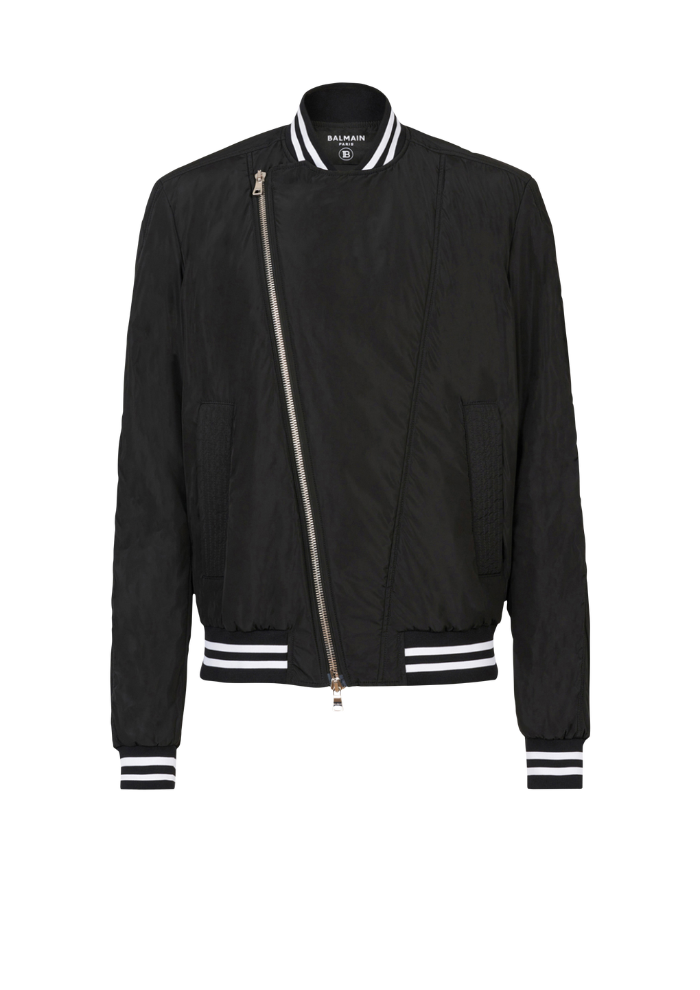 Nylon bomber jacket, black, hi-res