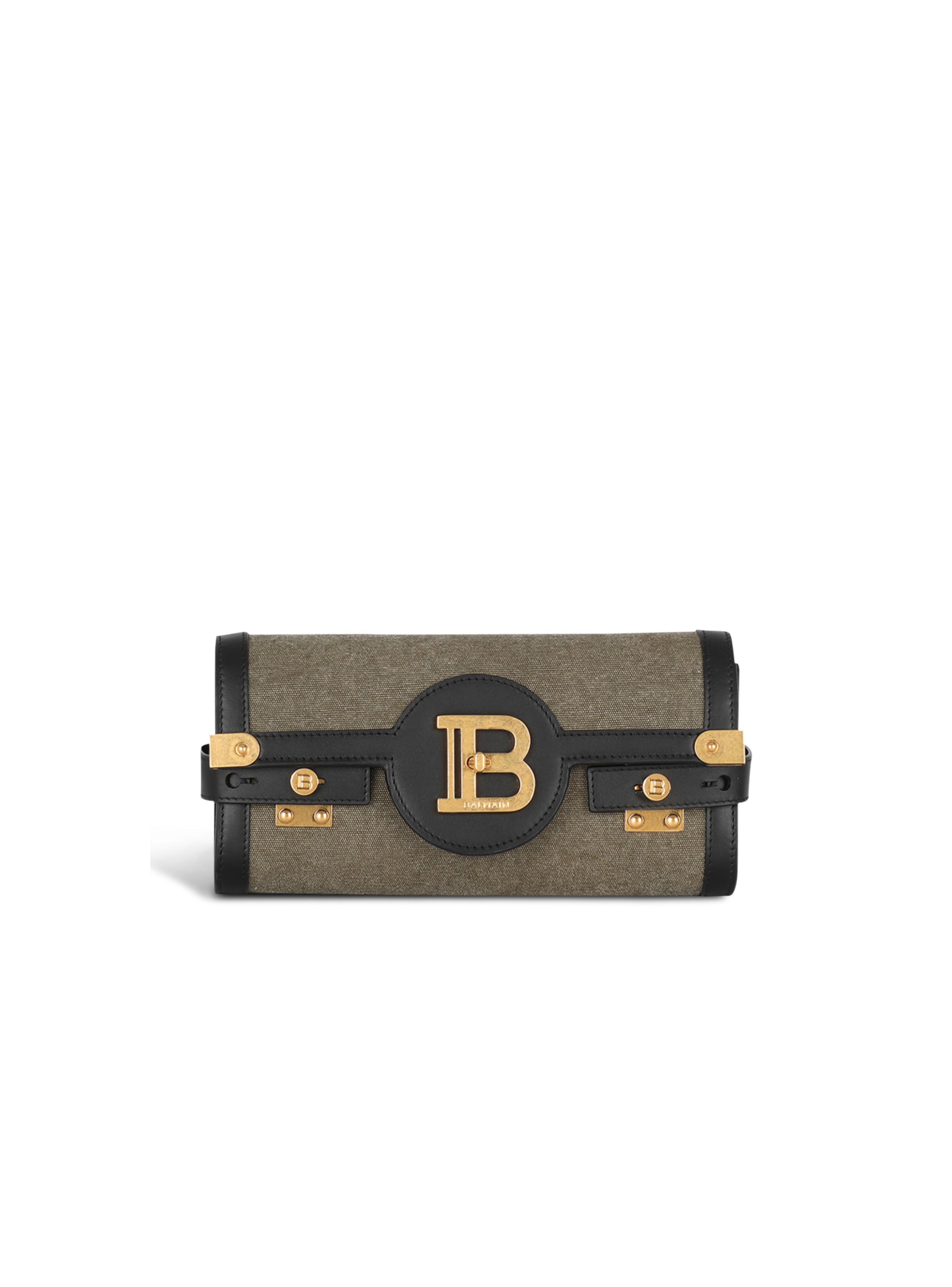 Canvas B-Buzz 23 clutch bag with leather panels, khaki