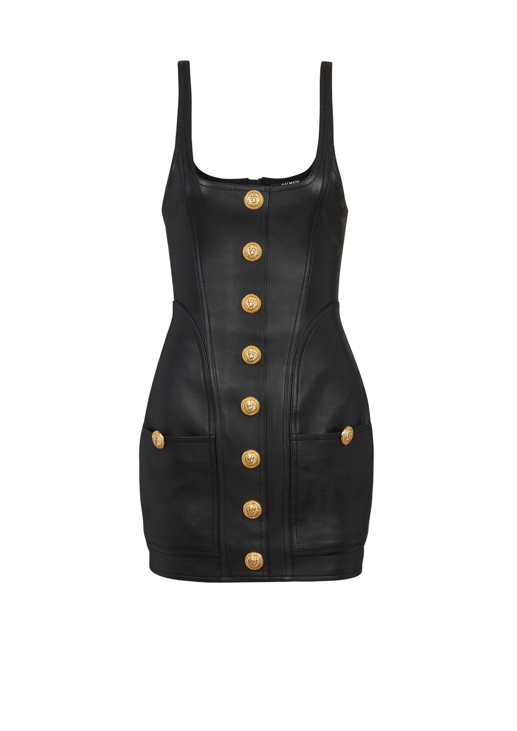 Short leather dress, black, hi-res